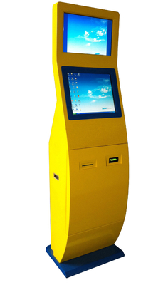 Interaktywny kiosk z dwoma ekranami do samodzielnej płatności z termiczną drukarką akceptującą gotówkę