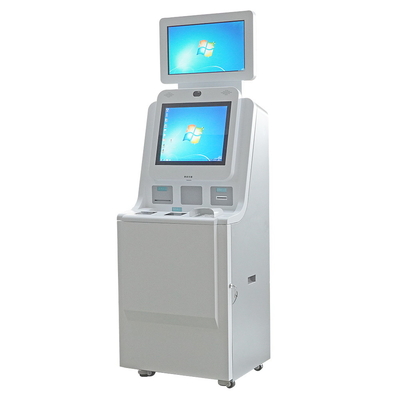 Samoobsługowy kiosk szpitalny z podwójnym ekranem do odprawy pacjentów / rejestracji zapytań / drukowania raportów